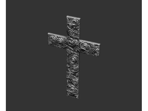 クロスローズ、花のクラスター、宗教、大聖堂、クレスト、精神性、野生のインリ、願いパターン 3Dプリントモデル