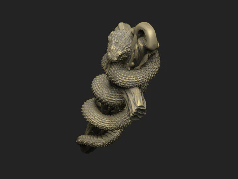 蟒蛇宗教万圣节花卉女巫邪恶护身符蛇头骨蛇蟒蛇曼巴 3D 打印模型