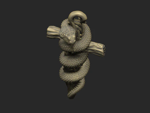 蟒蛇宗教万圣节花卉女巫邪恶护身符蛇头骨蛇蟒蛇曼巴 3D 打印模型