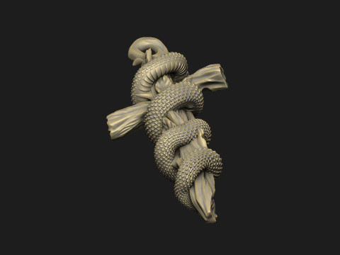 Anaconda religious Halloween floral witch evil amulet snake skull serpent python mamba 3D printmodel