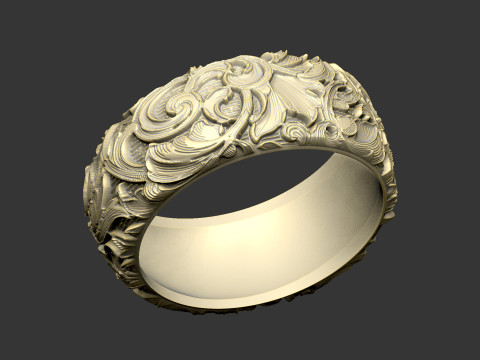 Pattern ring design Luxury Queen expensive royal relief floral laser 3Dプリントモデル