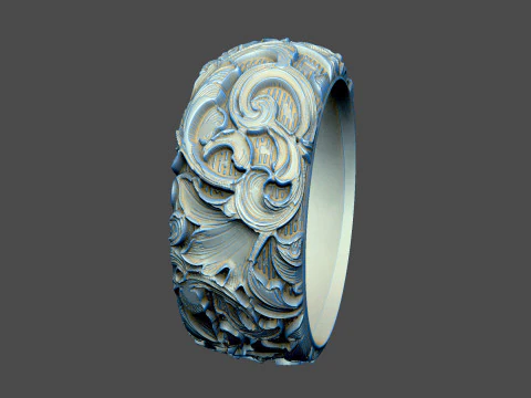 Pattern ring design Luxury Queen expensive royal relief floral laser 3D Print Model