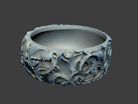 Pattern ring design Luxury Queen expensive royal relief floral laser 3D Print Model