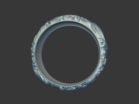 图案戒指设计豪华女王昂贵的皇家浮雕花卉激光 3D 打印模型