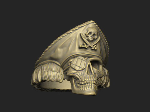 Pirate ghost Caribbean skull death captain cannibal design Modèles 3D en vedette