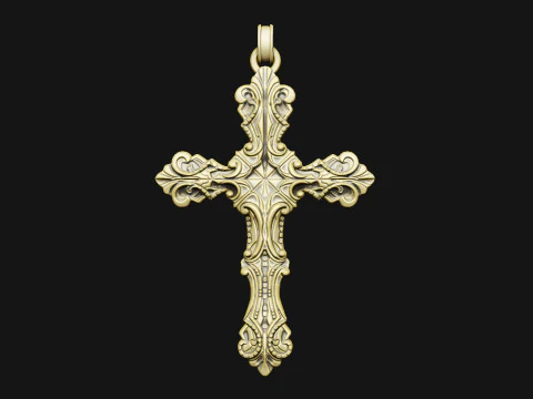 Крест в стиле барокко, рельефная лазерная печать, резьба по художественной печати, стремление к готике 3D Принт Модель