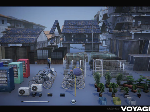 Retro Style Japanese Street 3D Model
