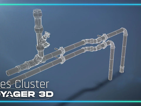 Pipe Cluster Wall Addon 3D Model