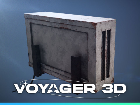 Rusty Old Wall Attached Air Conditioner Model 3D