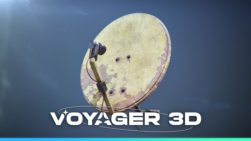 Round TV Antenna Dish 3D Модель .c4d .max .obj .3ds .fbx .stl .blend