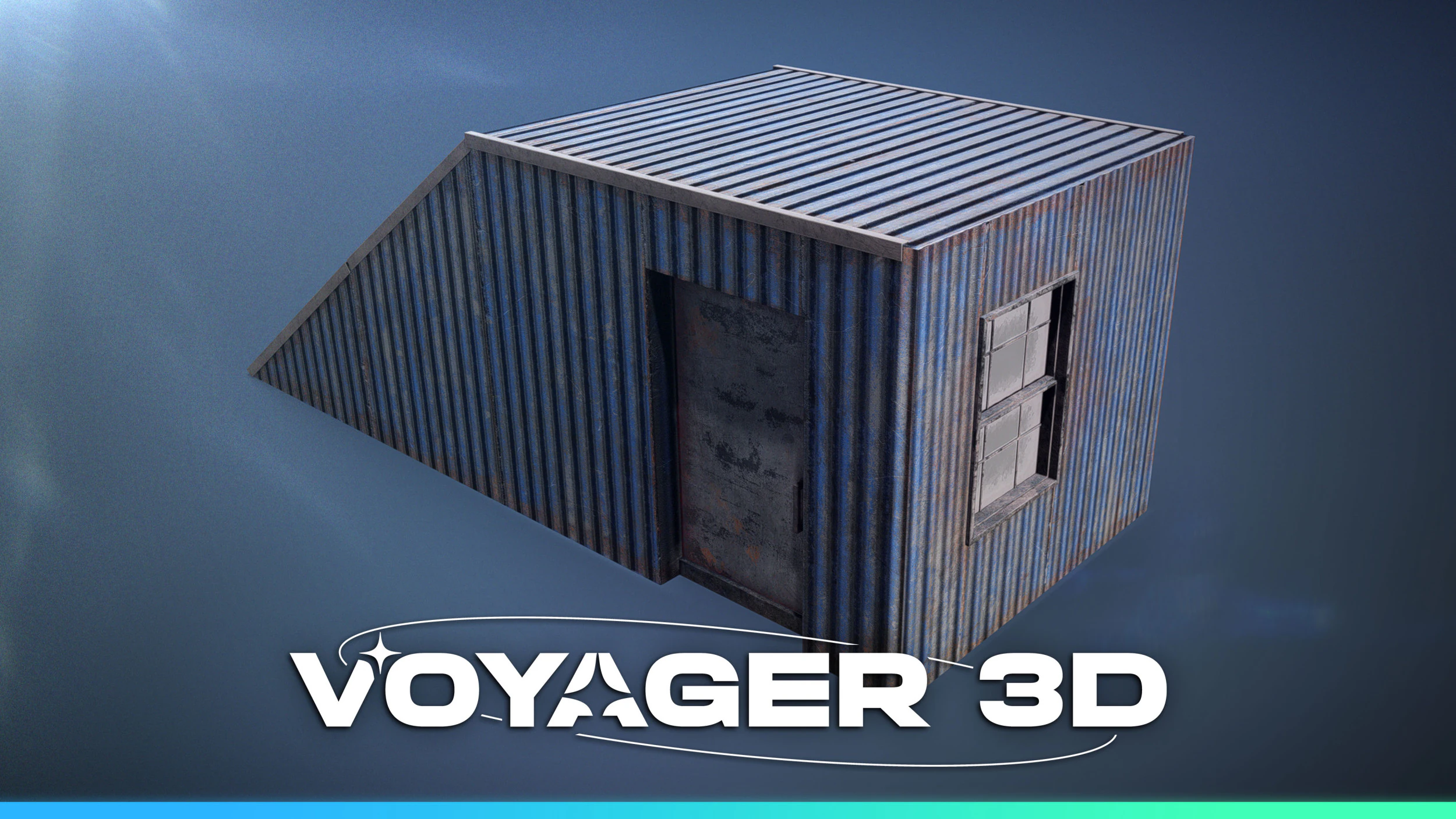 Corrugated Iron Rooftop Stairwell Exit 3D Model .c4d .max .obj .3ds .fbx .stl .blend