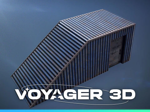 Corrugated Iron Rooftop Stairwell Exit 3D Model
