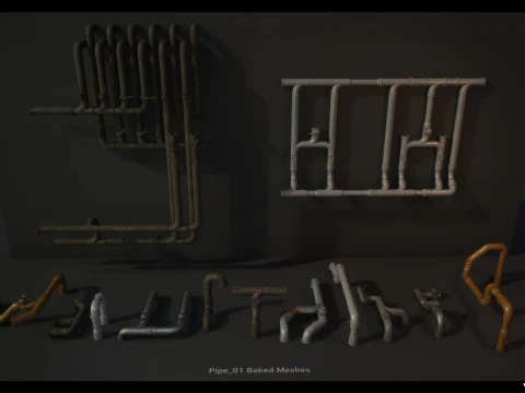 Modular Pipes Pack Vol 01 3D Model