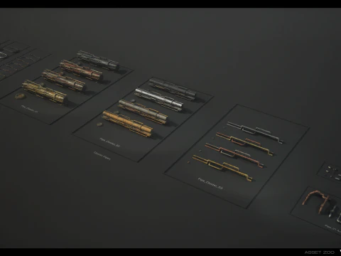 SciFi Pipes Pack Vol01 3D Model