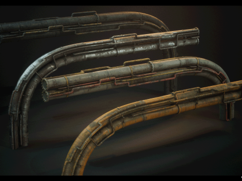 SciFi Pipes Pack Vol01 Model 3D