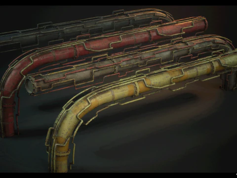 SciFi Pipes Pack Vol01 3D Model