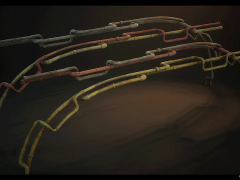 SciFi Pipes Pack Vol01 3D Model