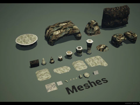 Retro Rocky Cave 3D Model