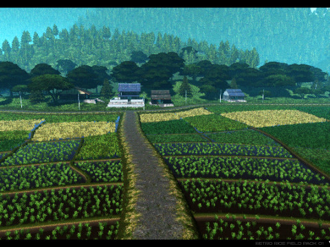 Retro Rice Field Model 3D