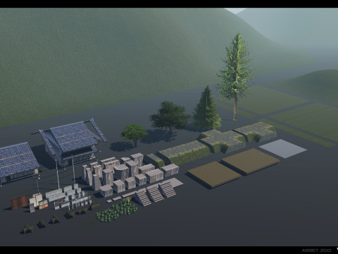 Retro Rice Field Model 3D