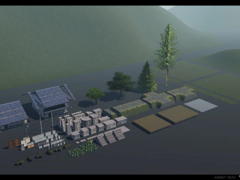 Retro Rice Field 3D Model