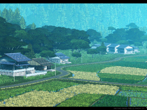 Retro Rice Field Model 3D