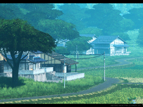 Retro Rice Field Model 3D