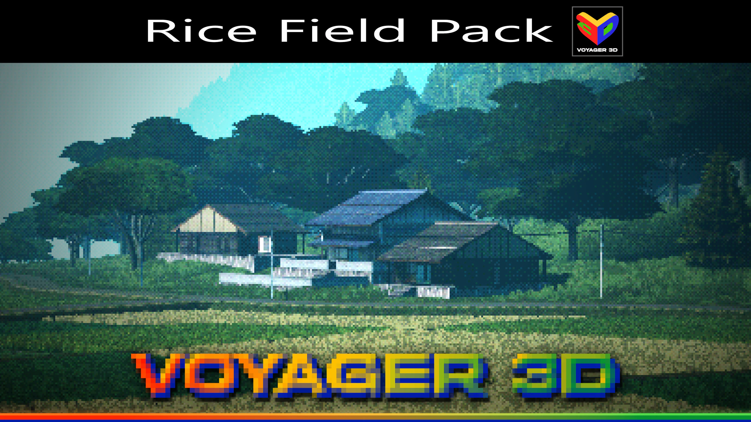 Retro Rice Field 3D Model .c4d .max .obj .3ds .fbx .stl .blend 