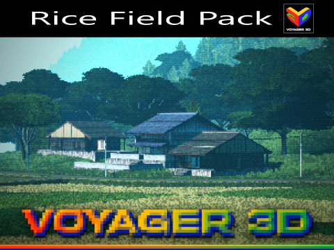 Retro Rice Field 3D Model