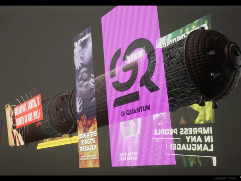 Cyberpunk Billboards Pack Vol 01 3D Model