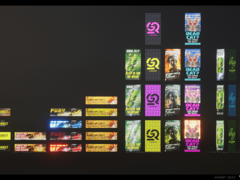 Cyberpunk Billboards Pack Vol 01 Modèle 3D