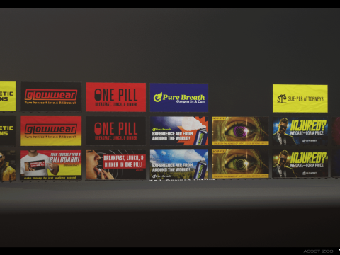 Cyberpunk Billboards Pack Vol 01 Modèle 3D