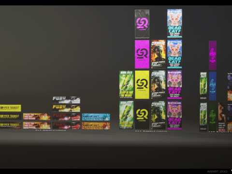 Cyberpunk Billboards Pack Vol 01 Modèle 3D