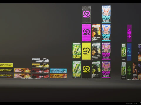 Cyberpunk Billboards Pack Vol 01 3D Model