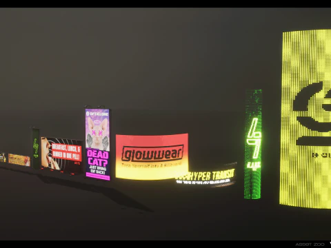 Cyberpunk Billboards Pack Vol 01 3D Model