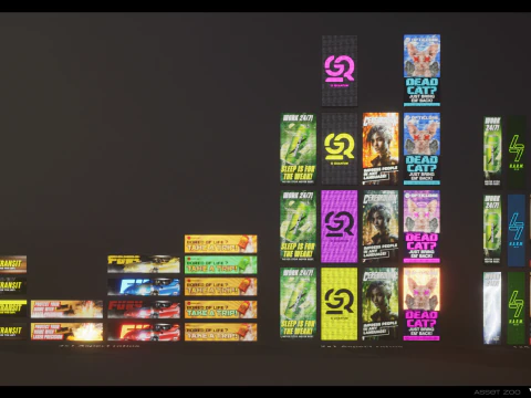 Cyberpunk Billboards Pack Vol 01 3D Model