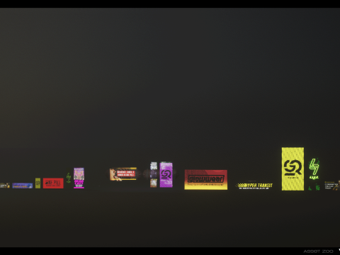 Cyberpunk Billboards Pack Vol 01 Modèle 3D
