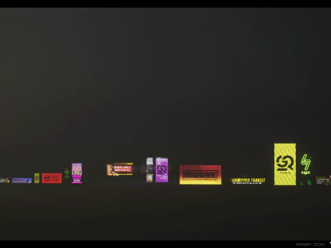 Cyberpunk Billboards Pack Vol 01 3D Model