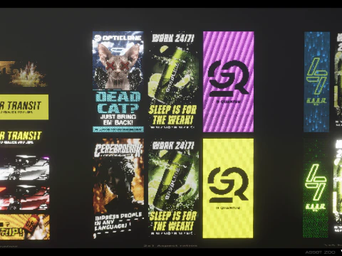 Cyberpunk Billboards Pack Vol 01 3D Model