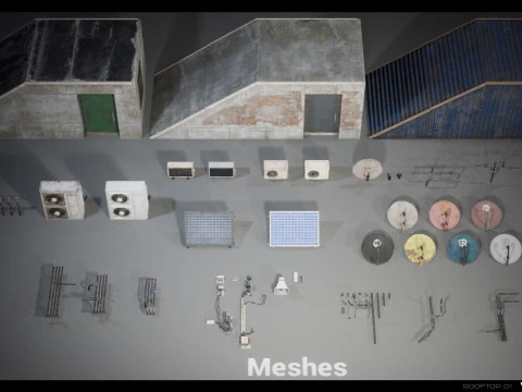 Rooftop Props Pack Vol 01 3D Model