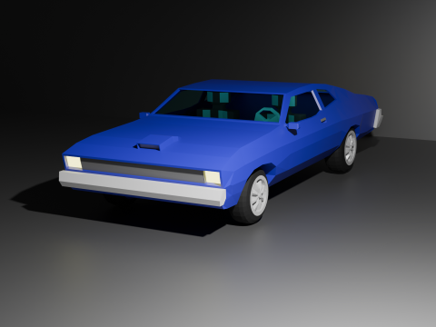 Low Poly American Muscle Car 3D Model