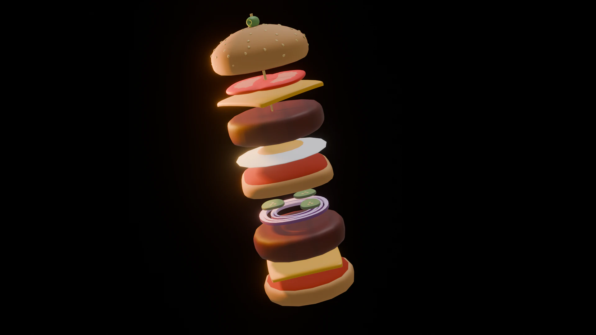 Burger 3D Model .c4d .max .obj .3ds .fbx .stl .blend 