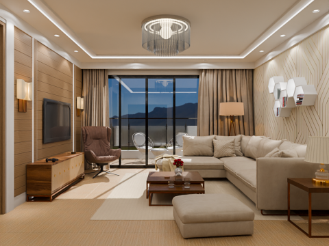 Modern Living Room Interior 3D Модель