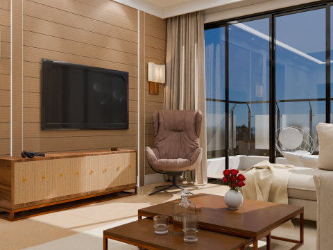Modern Living Room Interior 3D Model