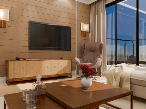 Modern Living Room Interior 3D Model