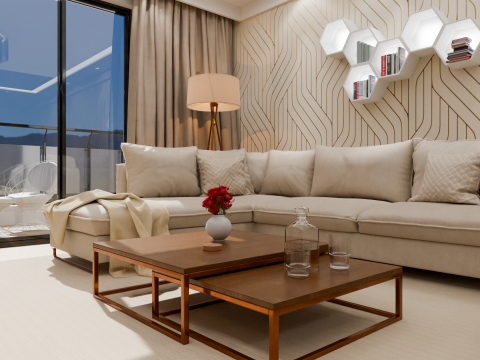 Modern Living Room Interior 3D Model