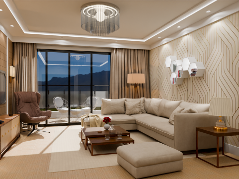 Modern Living Room Interior 3D Model