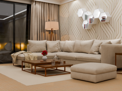 Modern Living Room Interior 3D Model