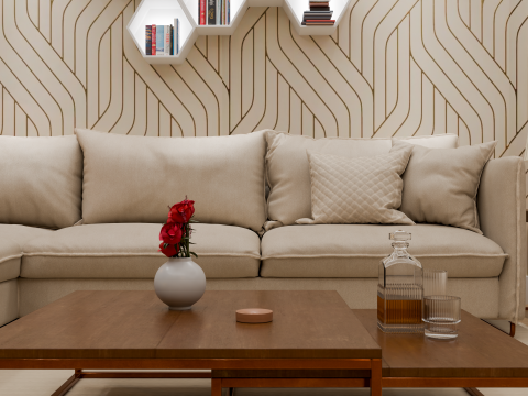 Modern Living Room Interior 3D Model