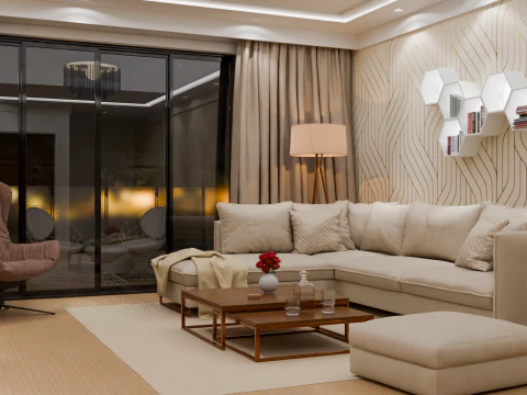 Modern Living Room Interior 3D Model
